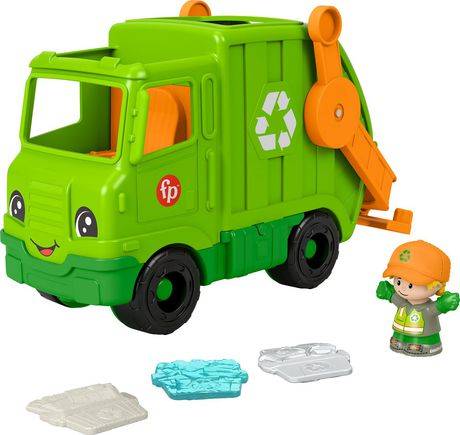 Fisher-Price Little People Recycling Truck Musical Toddler Garbage Toy Set (5 ct)