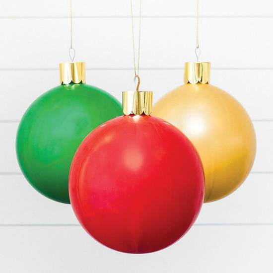 Uninflated DIY Air-Filled Latex Balloon Christmas Ornament Decorations, 24in Balloons, 3ct