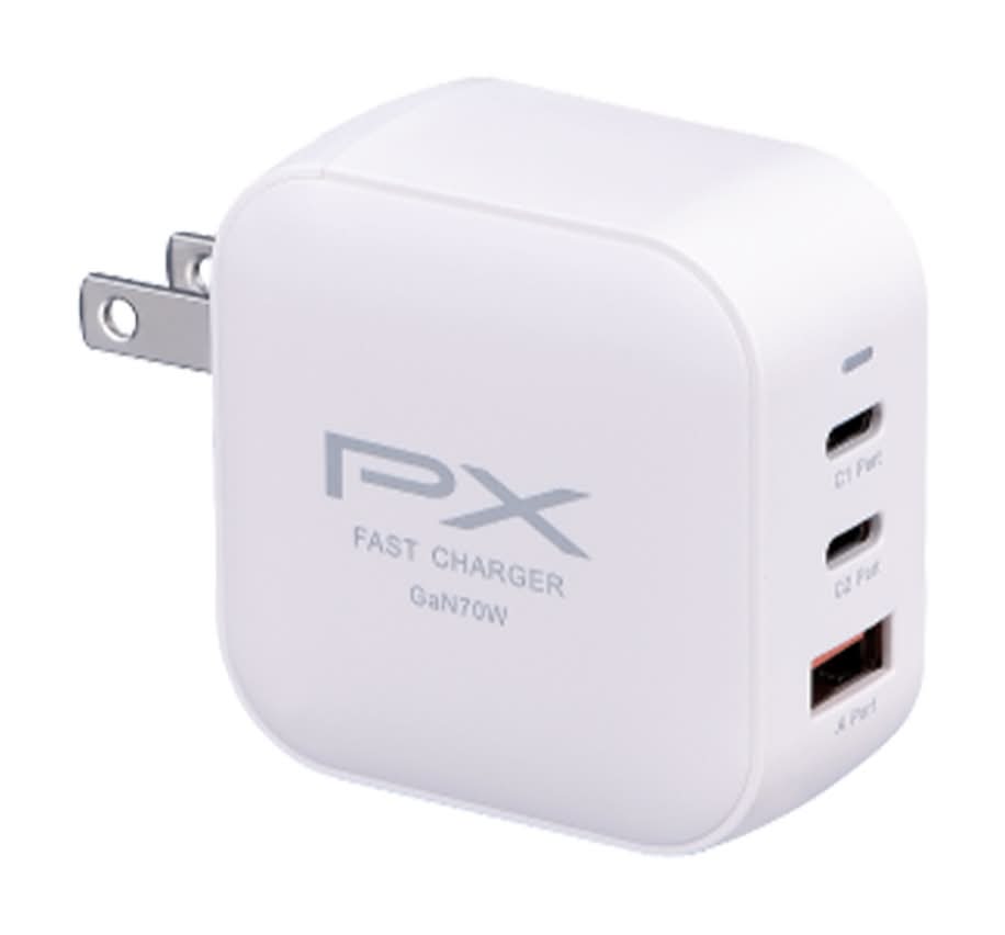#253103 大通 快充2C1A 氮化鎵70W 充電器-白 PWC-7012W