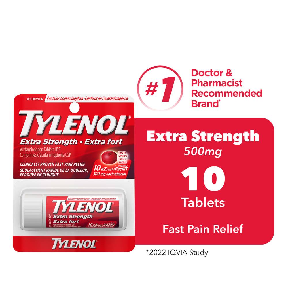 Tylenol Extra Strength Acetaminophen Tablets 500 mg (10 units)