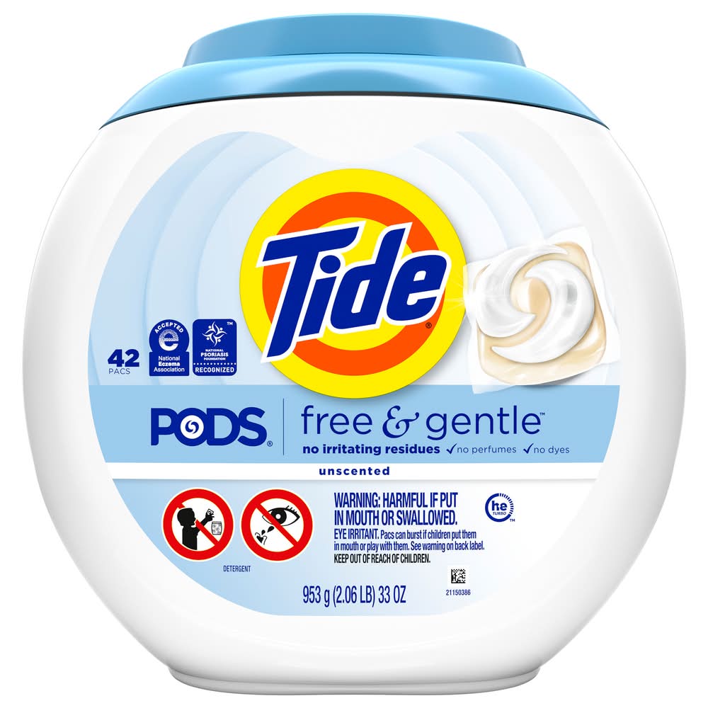 Tide Free & Gentle Laundry Detergent Pods (33 oz, 42 ct)
