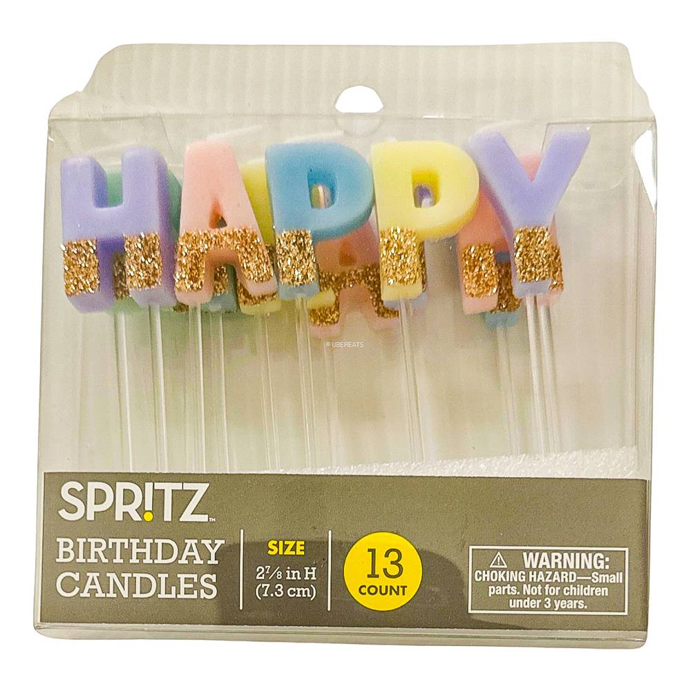 Spritz Happy Birthday Pick Candles With Glitter, 2 7/8 in 7.3 cm (13 ct)