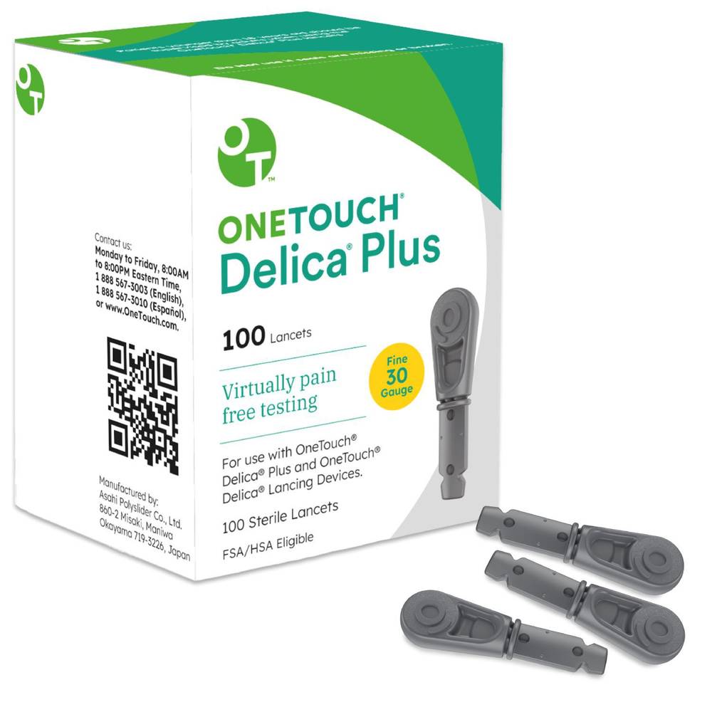 One Touch Delica 30 Gauge Fine Lancets, 100Ct