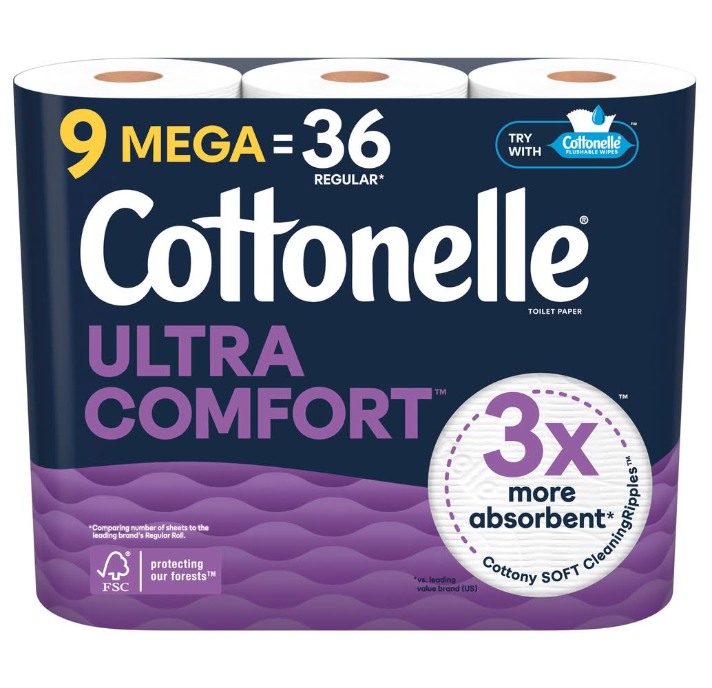 Cottonelle Ultra Comfort Toilet Paper Sheets, 3.82x4 in, White (9 x 244 ct)