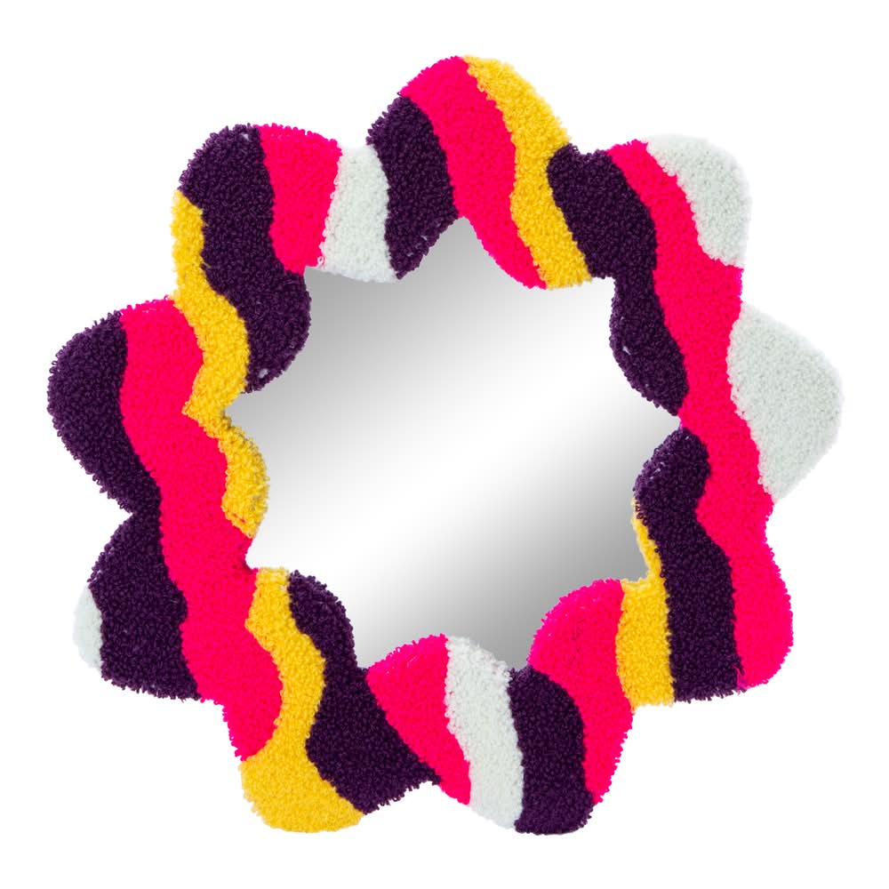 Retro Tufted Mirror Purple Flower