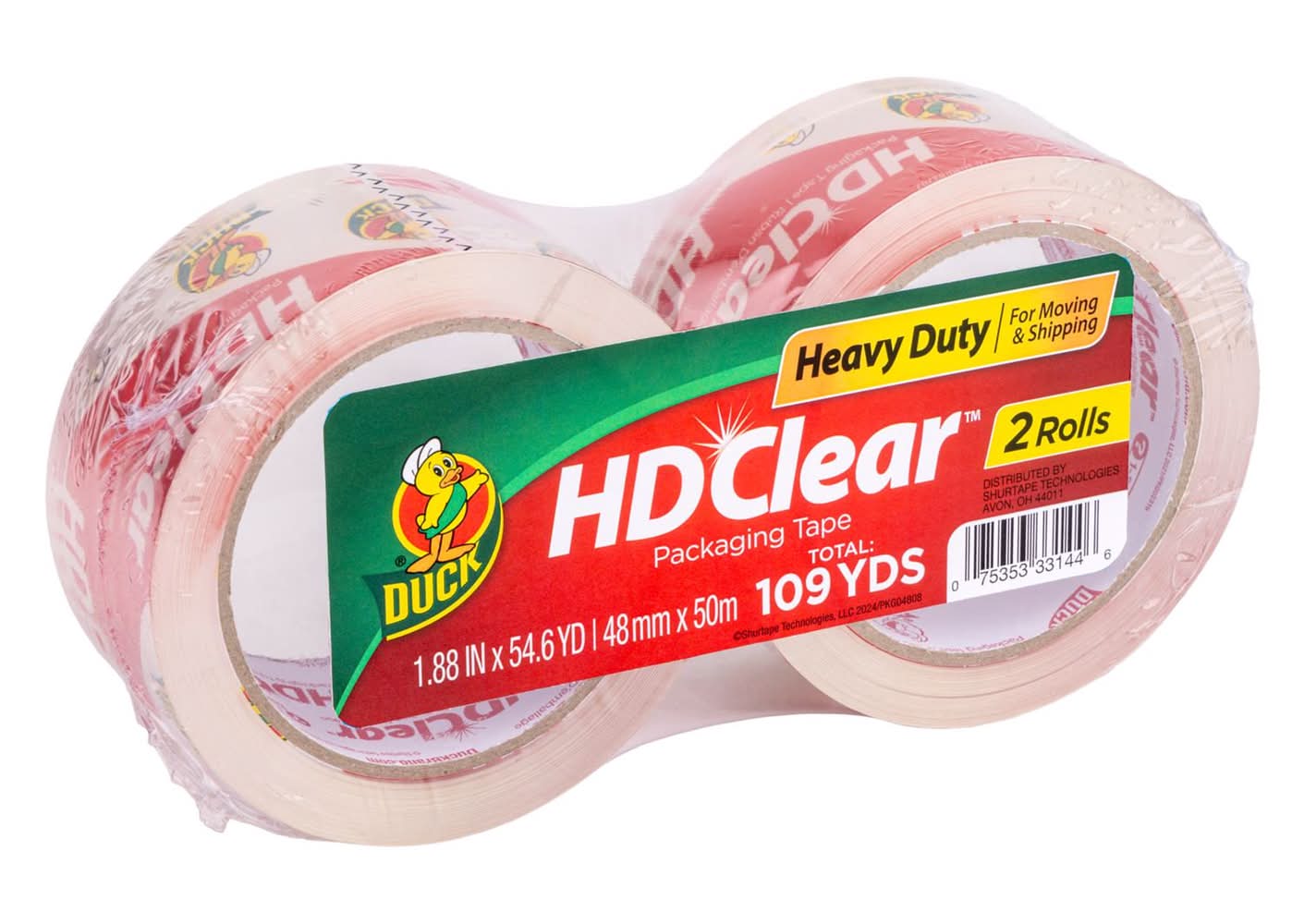 Duck Hd Clear 1.88 In. W X 54.6 Yd L Heavy Duty Packaging Tape 2 Pk