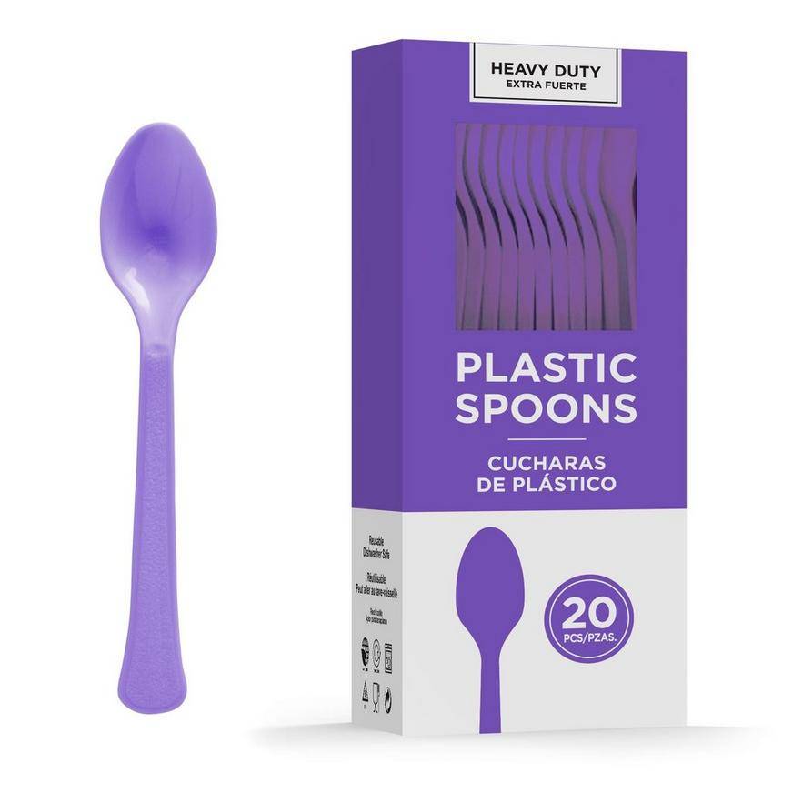 Purple Heavy-Duty Plastic Spoons, 20ct