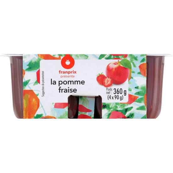 Compote pomme fraise sans sucres ajoutés franprix 4x90g