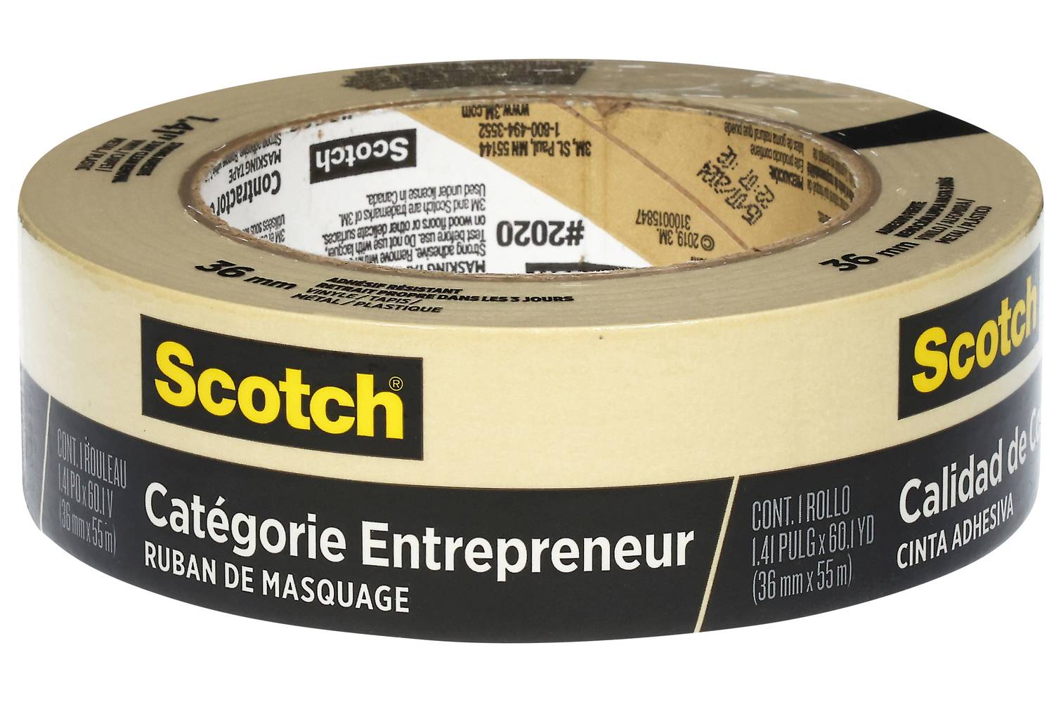 3M Multi-Surface Contractor Grade Tan Masking Tape, 1.41 in x 60.1 yd