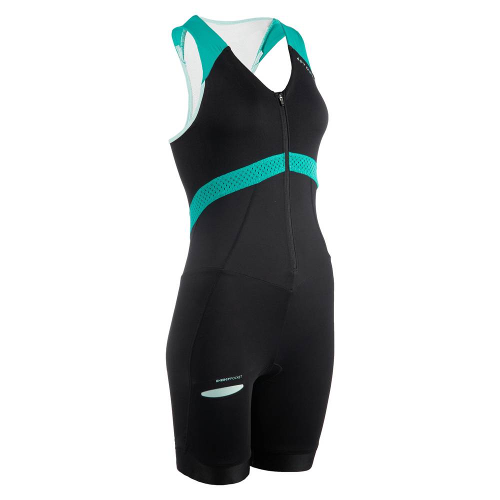 TRAJE DE TRIATLÓN DE MUJER SIN MANGAS SD NEGRO/CALIPSO VAN RYSEL (Negro, M)