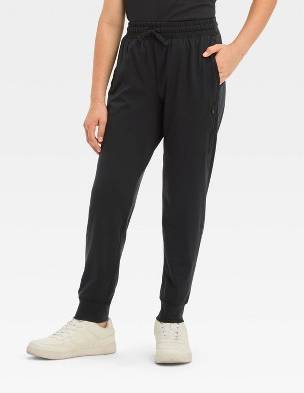 Boys' Soft Stretch Jogger Pants - All In Motion™ Black Onyx XL: Recycled Polyester, Spandex, Moisture Wicking, Quick Drying
