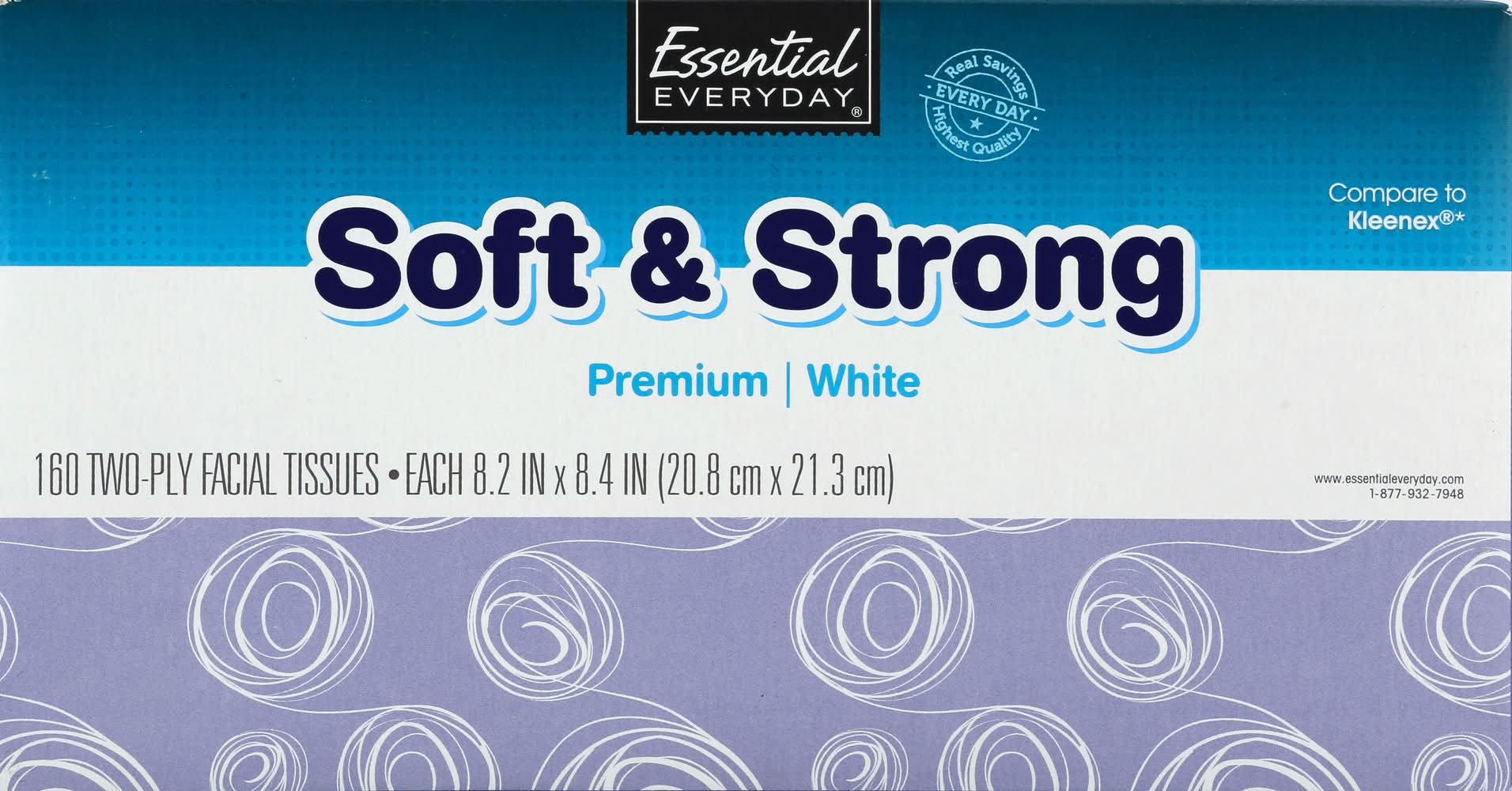 Essential Everyday Premium White Soft & Strong Facial Tissues (0.7 lbs)