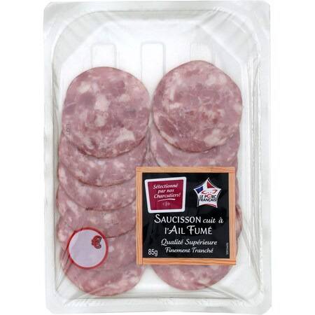 Saucisson cuit à l'ail fumé CARREFOUR - le paquet de 85g