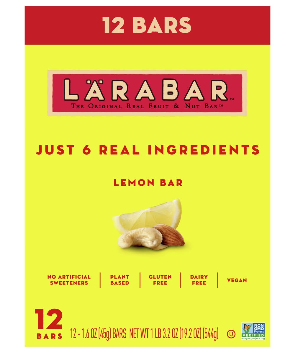 Lärabar The Original Real Fruit & Nut Bar, Lemon (12 x 1.6 oz)
