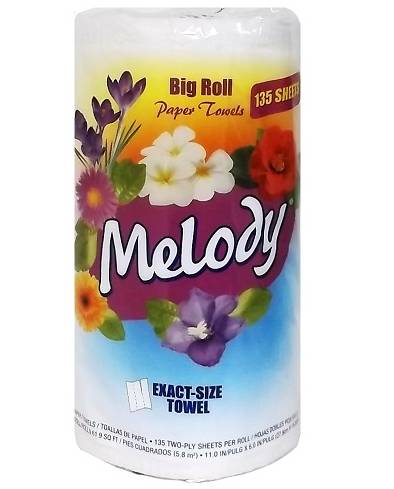 Melody - Big Roll Exact Size Paper Towels, 135 sheets - 24 ct (1X24|1 Unit per Case)