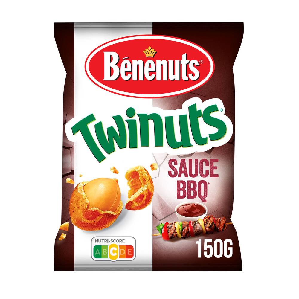 Cacahuètes enrobées saveur barbecue BENENUTS TWINUTS - le sachet de 150g