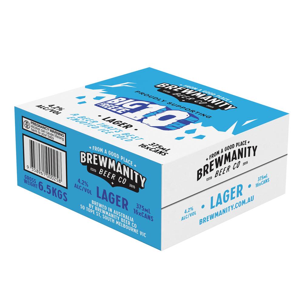 Brewmanity Big Freeze 10 Lager Can 375mL CTN16