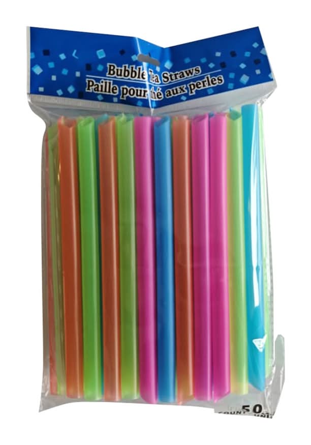 Neon Bubble Tea Straws, 0.47x8 in (50 ct)
