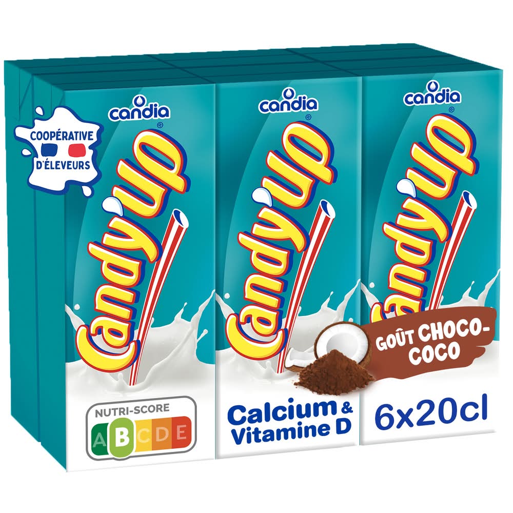 Candy'Up - Boisson lactée aromatisée, choco - coco (6 x 0,2L)