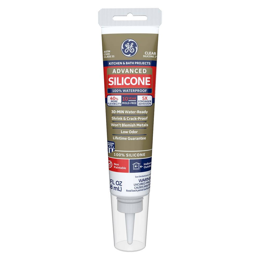 General Electric Silicone Caulking Squeeze Tube For Kitchen and Bath Waterproof Caulk