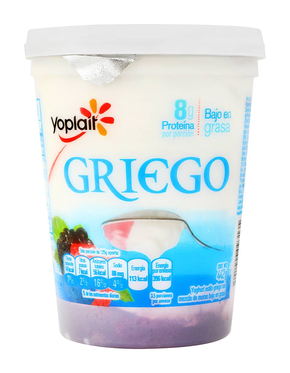 Yoplait · Yoghurt griego con moras bajo en grasa (442 g)