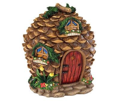 Brown Pine Cone Fairy Village House Figure