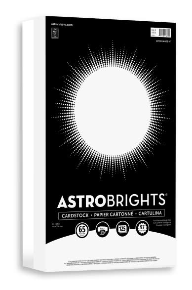 Astrobrights® Card Stock, Astro White, Legal (8.5" x 14"), 65 Lb, Pack Of 125