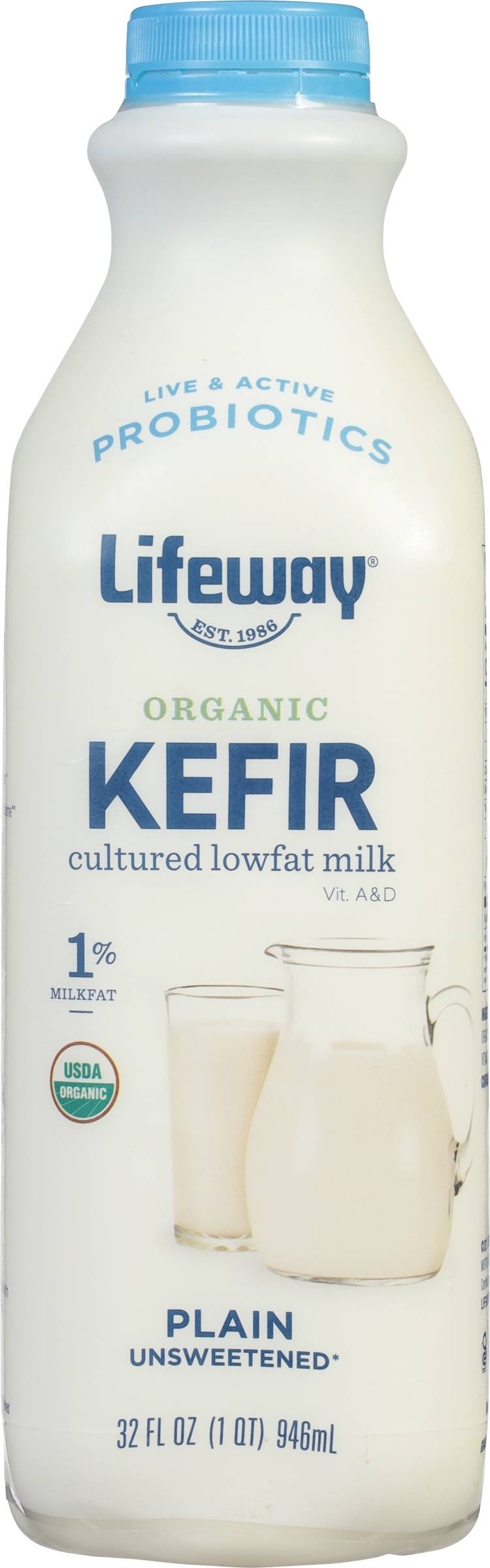 Lifeway Organic Lowfat Kefir Cultured Unsweetened Plain Milk (32 fl oz)