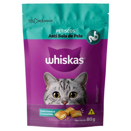 Whiskas petiscos anti bola de pelo (80 g)