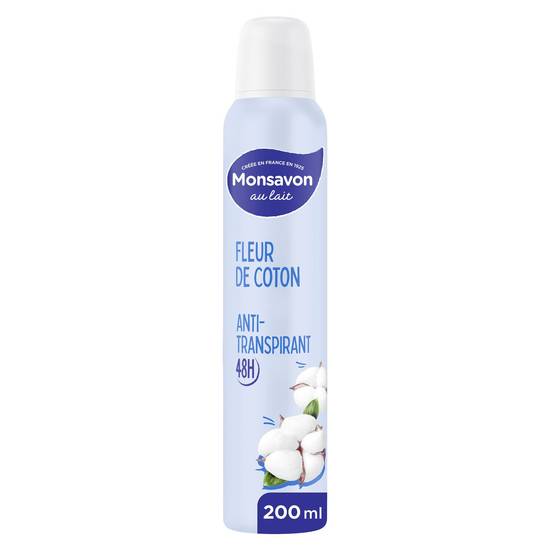 Monsavon - Déodorant spray lait et coton anti transpirant