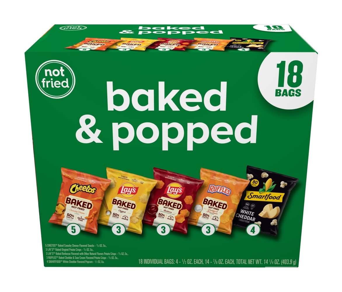 Frito-Lay Baked & Popped Mix Potato Chips Variety pack, Assorted (14.25 oz, 18 ct)