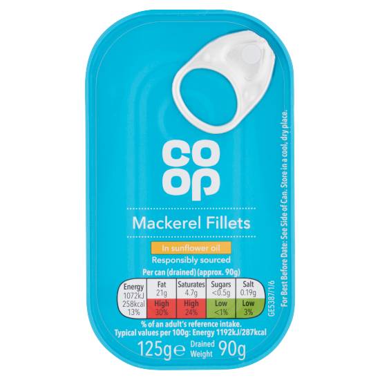Co-Op Mackerel Fillets in Sunflower Oil (125g)