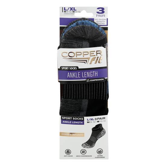 Copper Fit Unisex Large/Extra Large Ankle Length Sport Socks