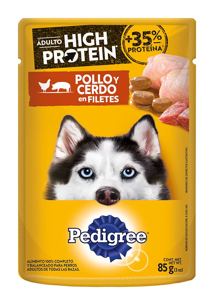 Pedigree · Alimento húmedo high protein para perros, pollo-cerdo, Adultos-Todas las razas (85 g)