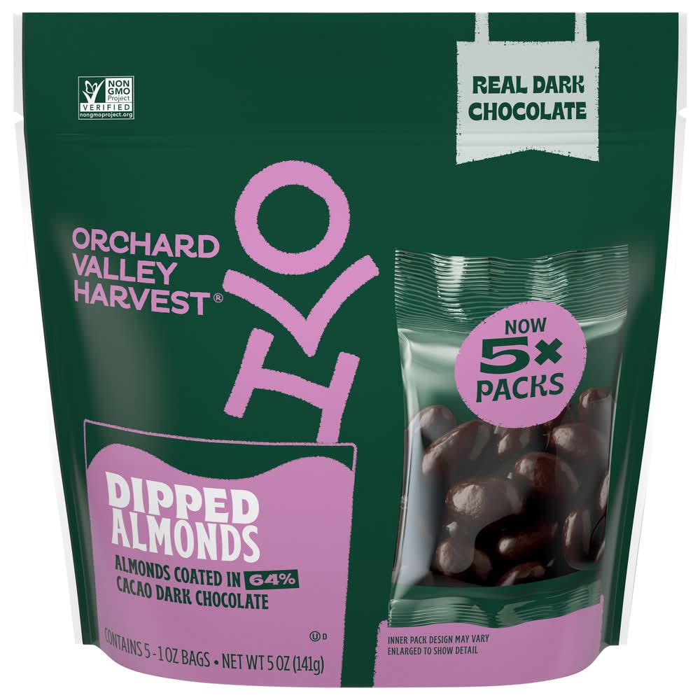Orchard Valley Harvest Dipped Almonds, Real Dark Chocolate (5 x 1 oz)