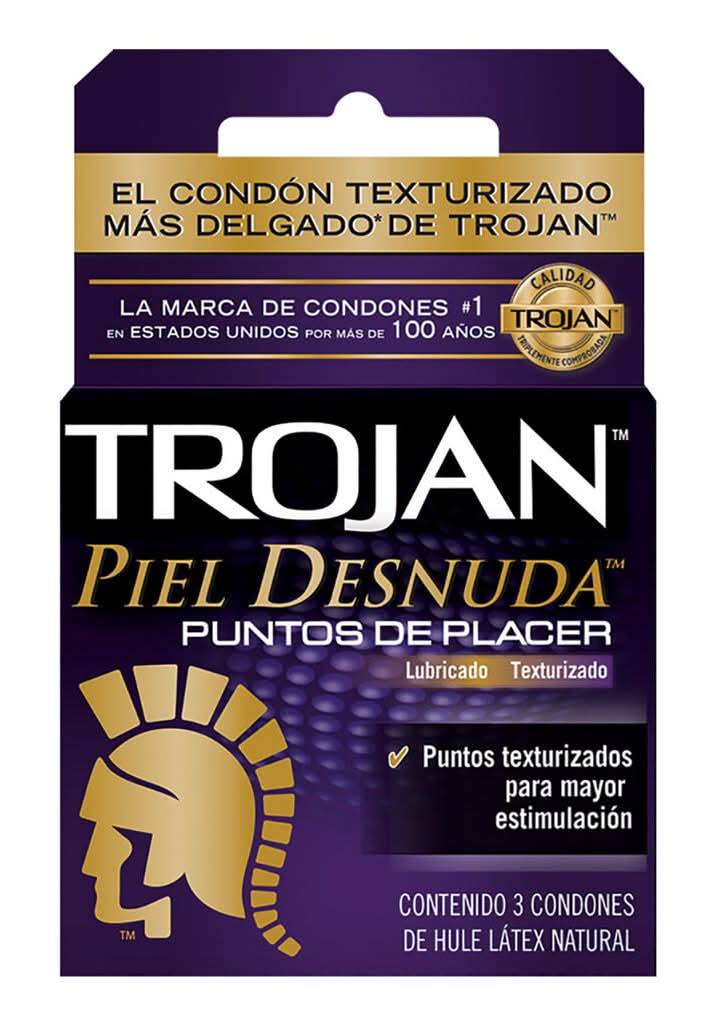 Trojan · Condones texturizados piel desnuda (3 un)