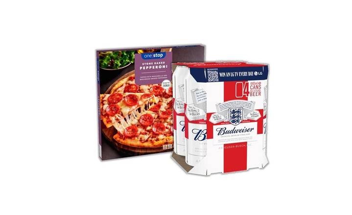 £10: Budweiser and 2x Pizzas Deal