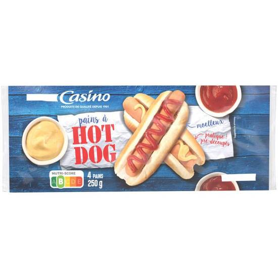 Casino Pain à hot dog - x4 - 250g