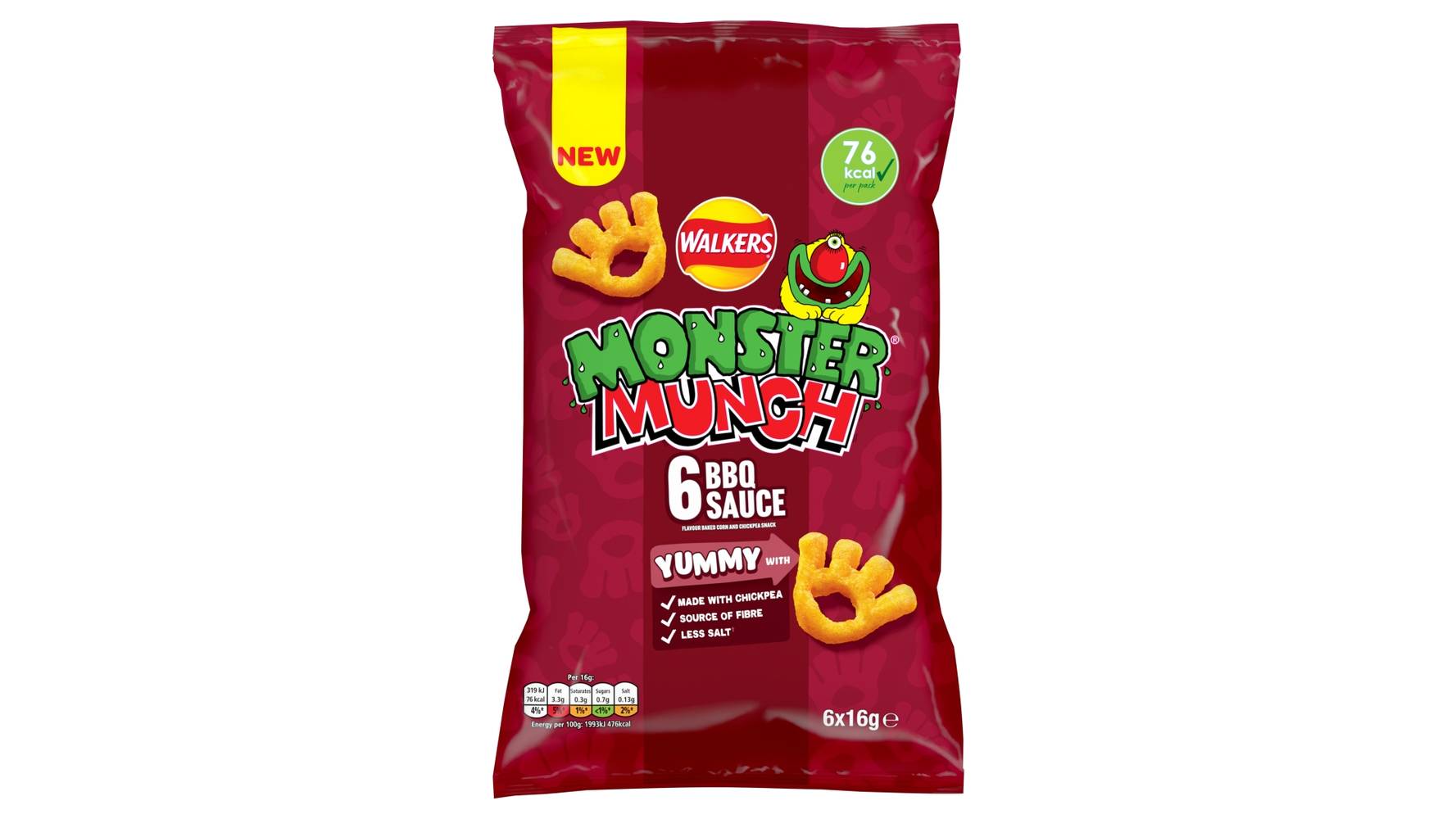 Walkers Bbq Sauce, Monster Munch Snack Crisps (6 pack)