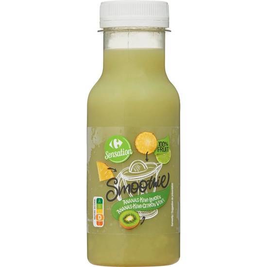 Carrefour Sensation - Smoothie jus, ananas - kiwi - citron vert (250ml)