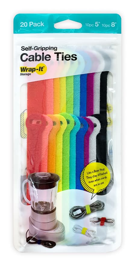 Wrap-It Storage Wrap-It Self-Gripping Cable Ties, Assorted Colors 20-Pack | Camping World