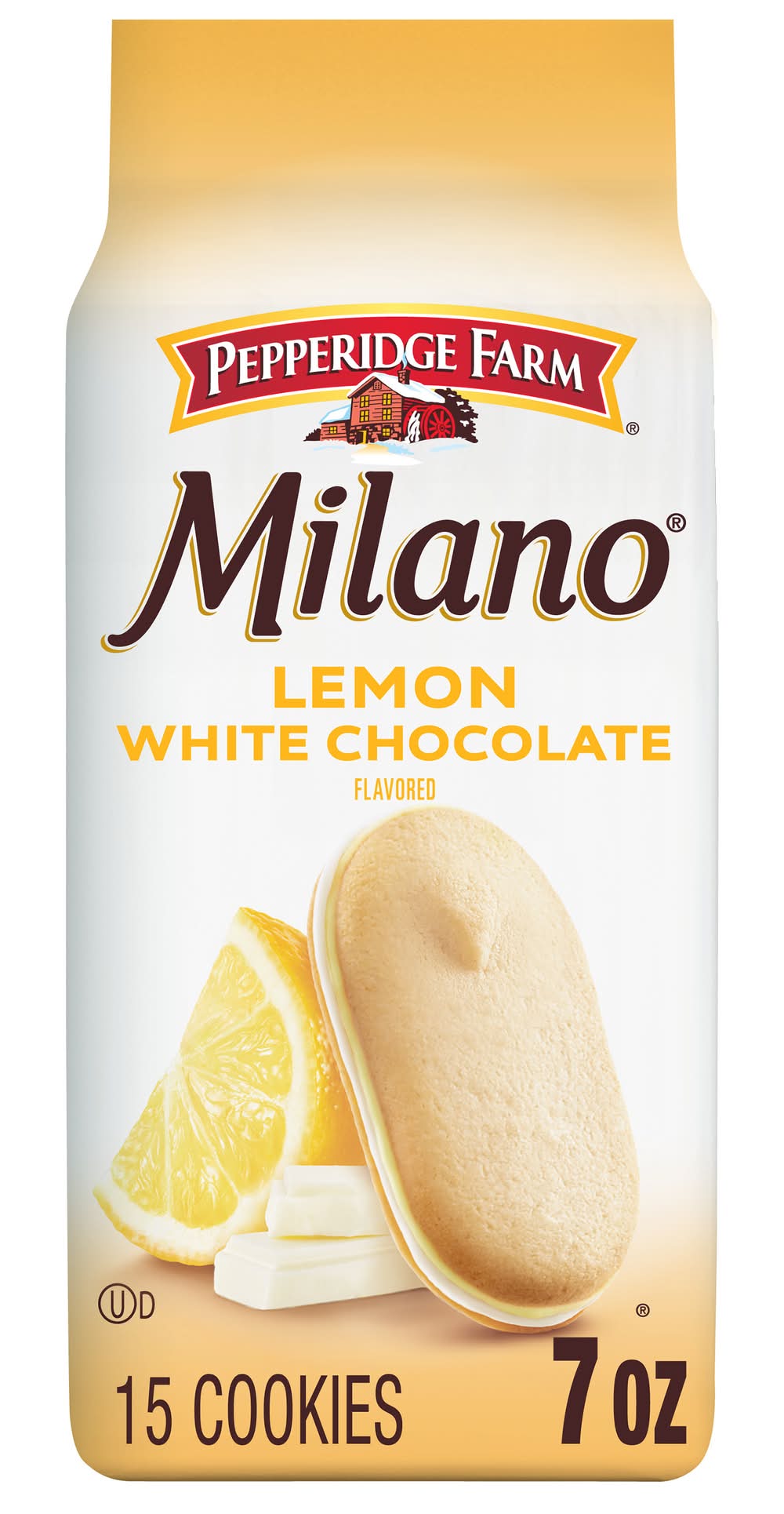 Pepperidge Farm Milano Distinctive Cookies, Lemon White Chocolate (7 oz, 15 ct)