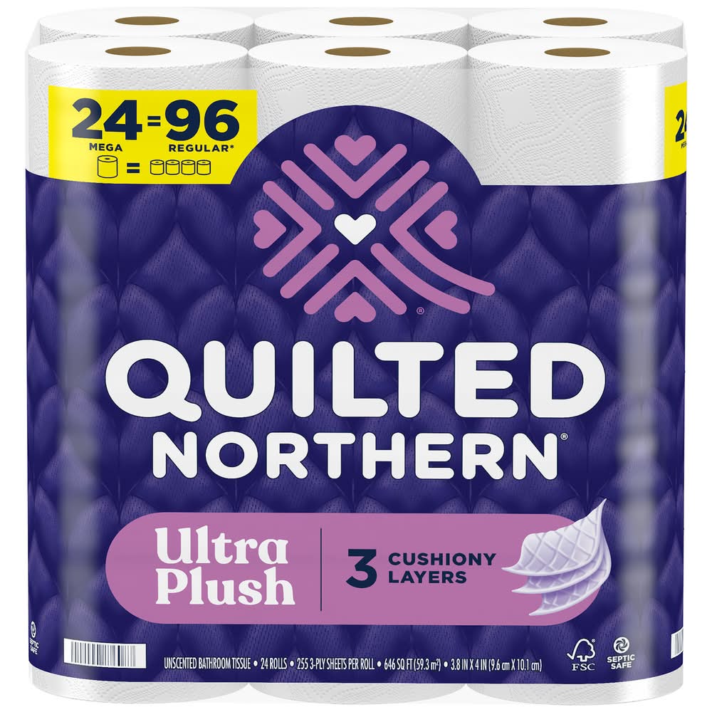 Quilted Northern Ultra Plush Bathroom Tissue Rolls, 3.8x4 in (24 ct)