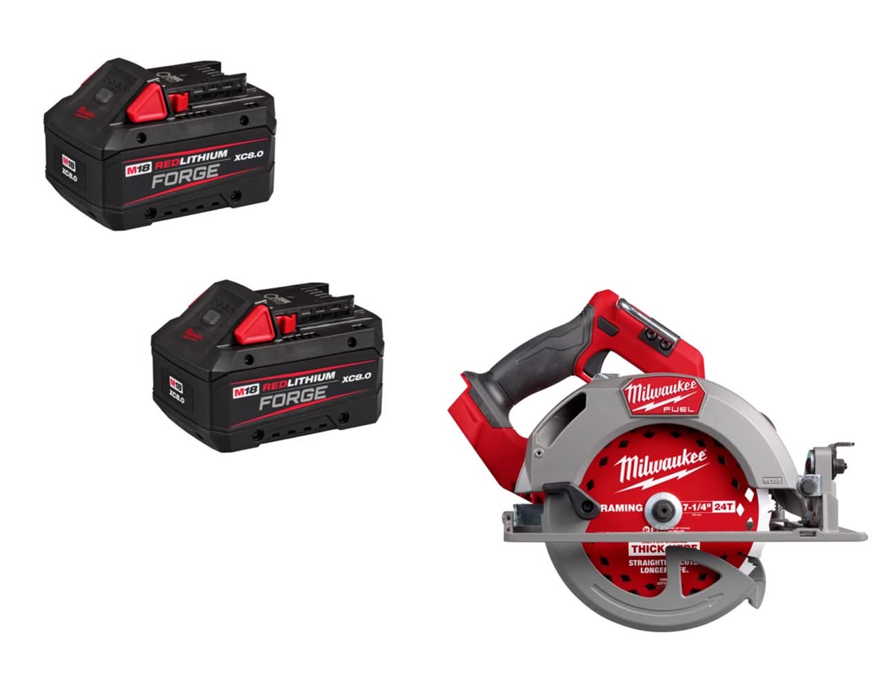 M18 Fuel 7-1/4 In Circular Saw W 2Pk Forge 8Ah Batteries