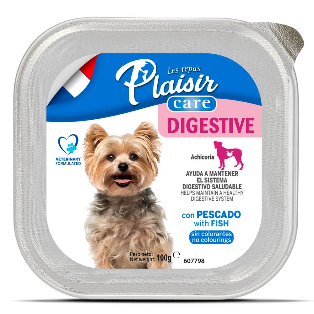 Les repas plaisir alimento húmedo cuidado digestivo perro adulto receta pescado (100 g)
