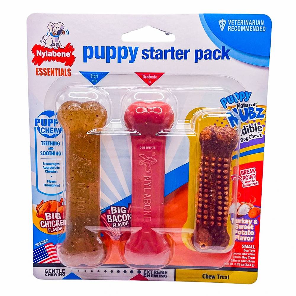 Nylabone Puppy Starter Pack Dog Toy - Brown