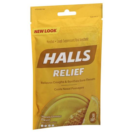 Halls Honey Lemon Cough Drops 30-Count