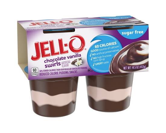 Jell-O · Chocolate Vanilla Swirl Flavor Sugar Free Pudding Snacks (14.50 oz)
