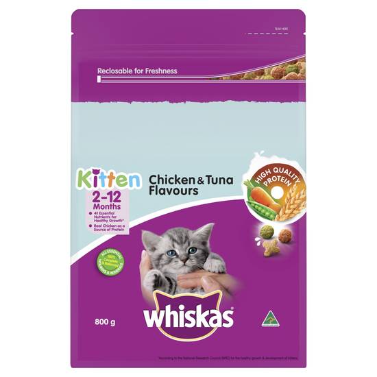 Whiskas Kitten Chicken and Tuna Adult Dry Cat Food 800g