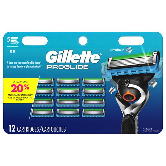 Gillette Proglide Mens Razor Blade Refill Cartridge (12 ct)